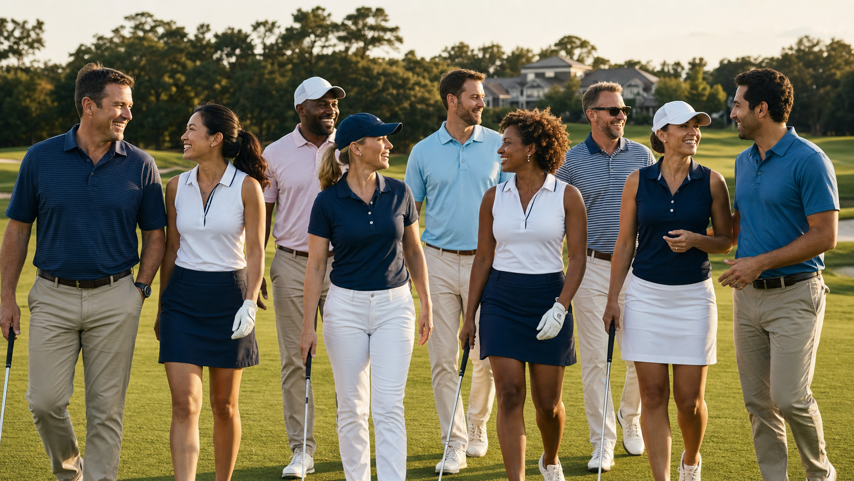 Fraternity alumni socializing at a golf course