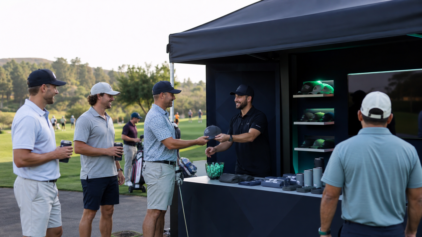 Premium sponsor activation area near the course