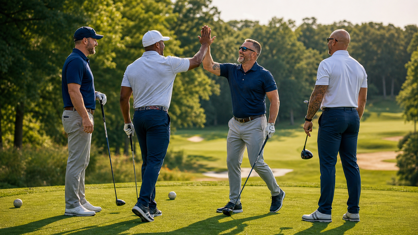 Military veterans playing recreational golf